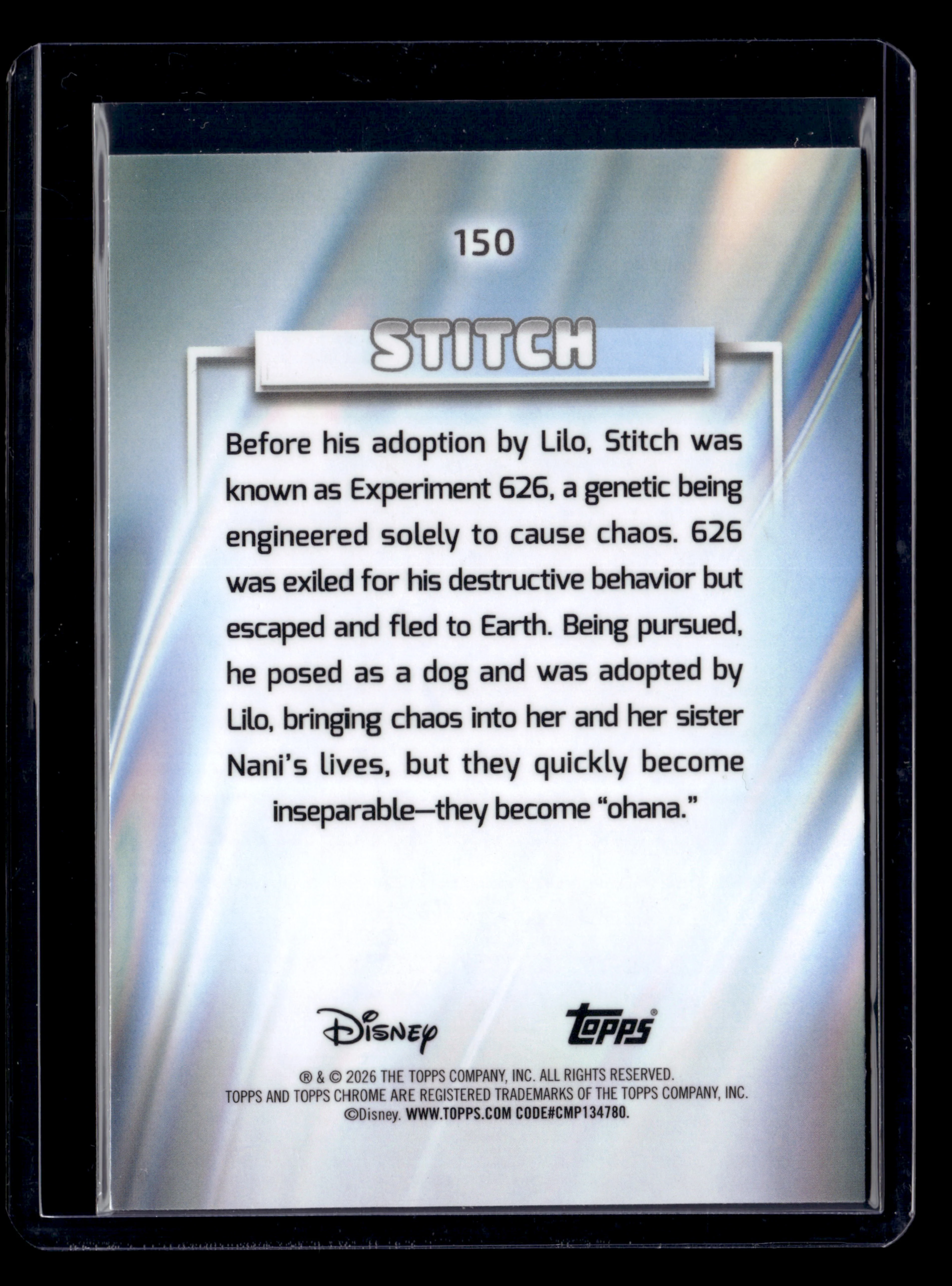 2026 Topps Chrome Disney 150 Stitch Green Refractor Wave /99 - Image 2