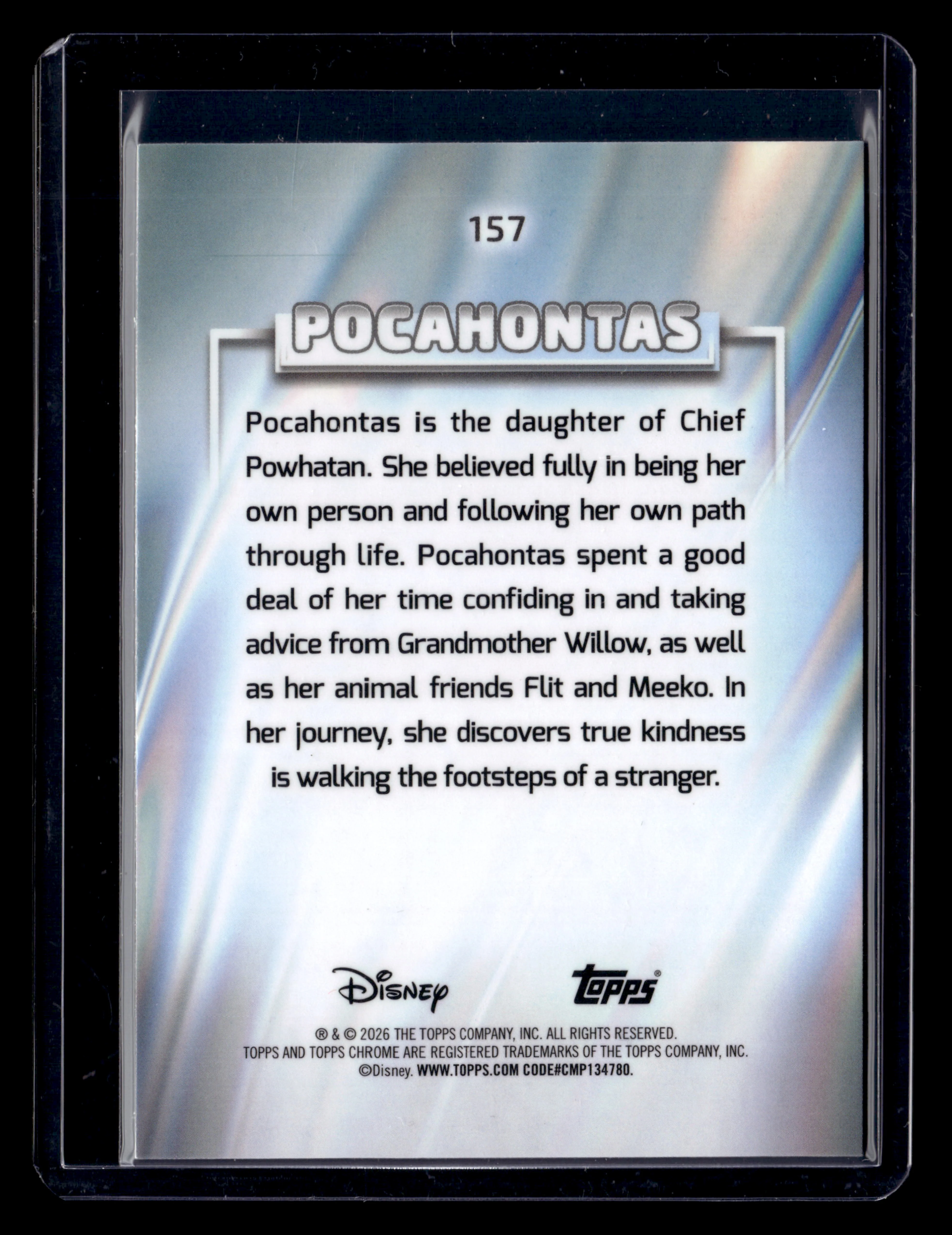 2026 Topps Chrome Disney 157 Pocahontas Green Refractor /99 - Image 2