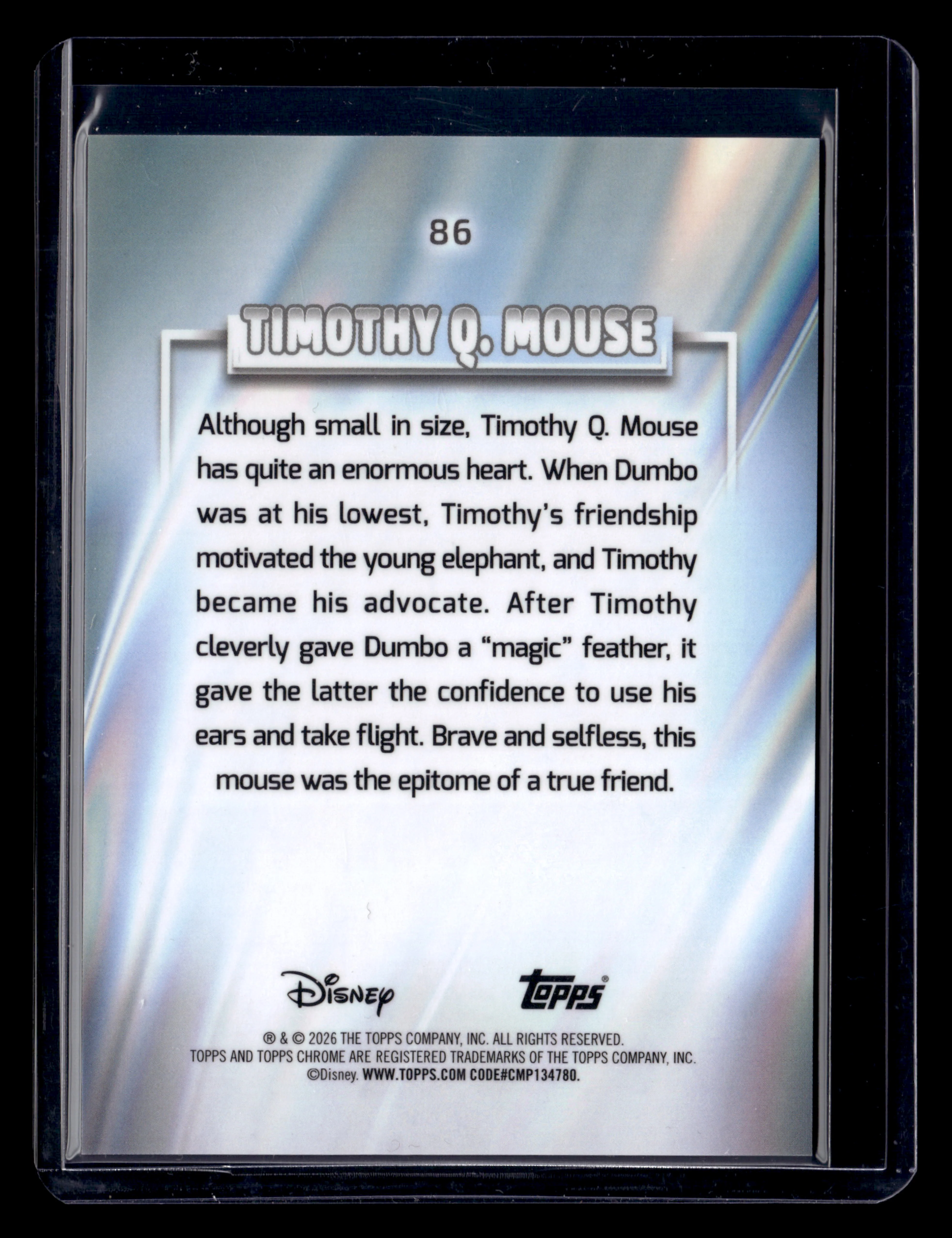 2026 Topps Chrome Disney 86 Timothy Q Mouse White Refractor /30 - Image 2