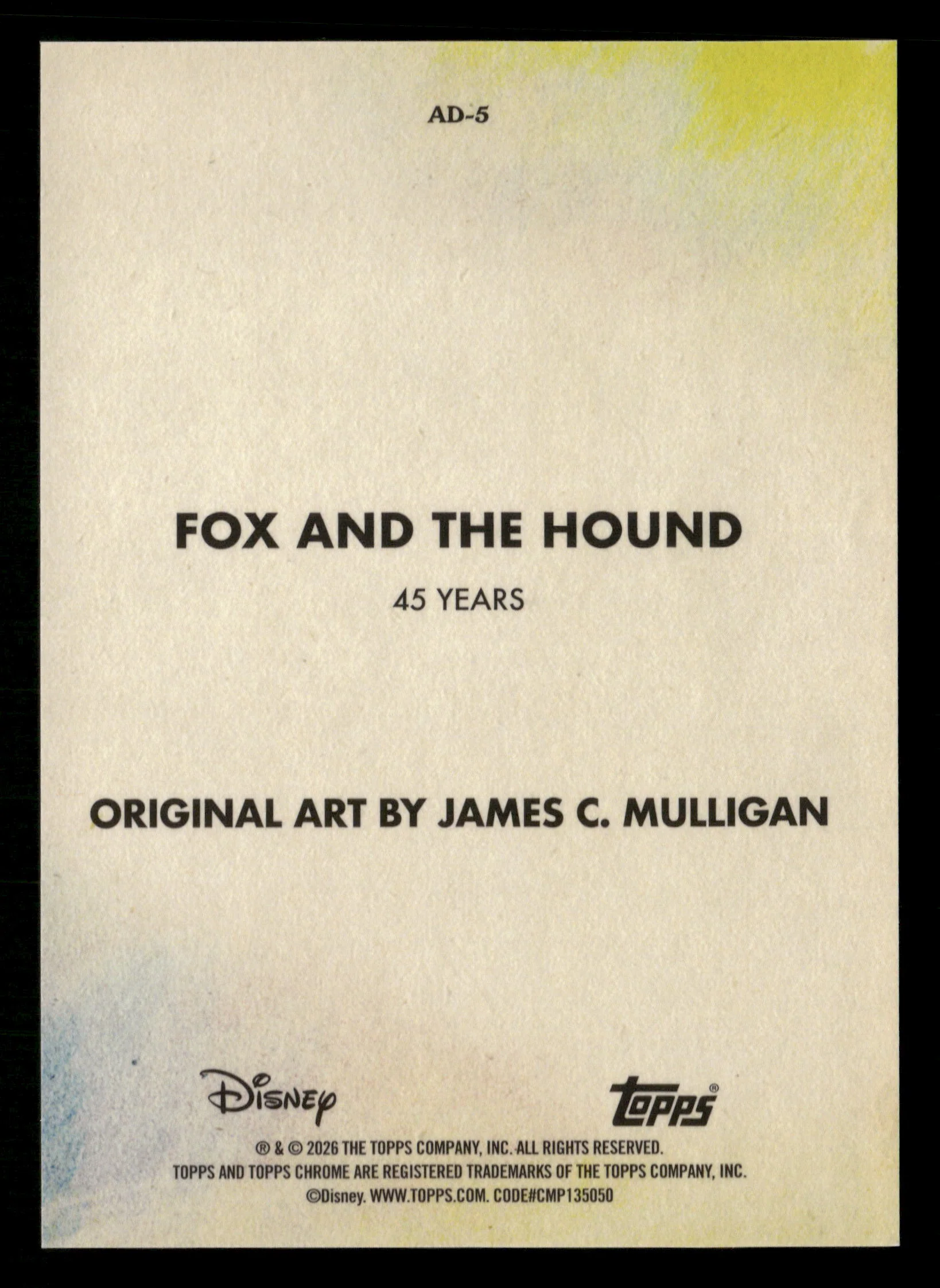 2026 Topps Chrome Disney AD-5 The Art of Disney Fox and the Hound SSP - Image 2
