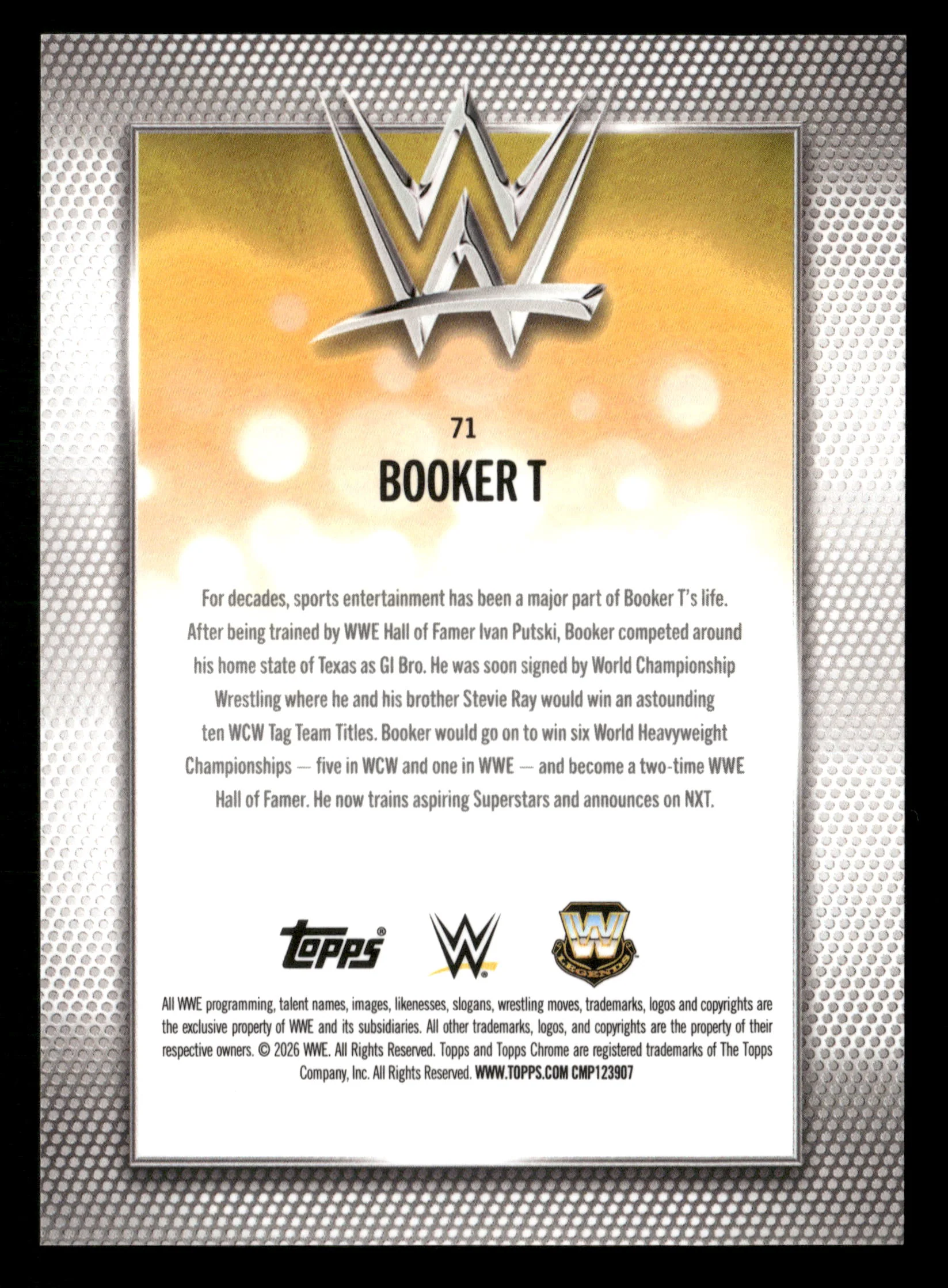 2026 Topps Chrome WWE #71 Booker T Black Refractor #/10 - Image 2