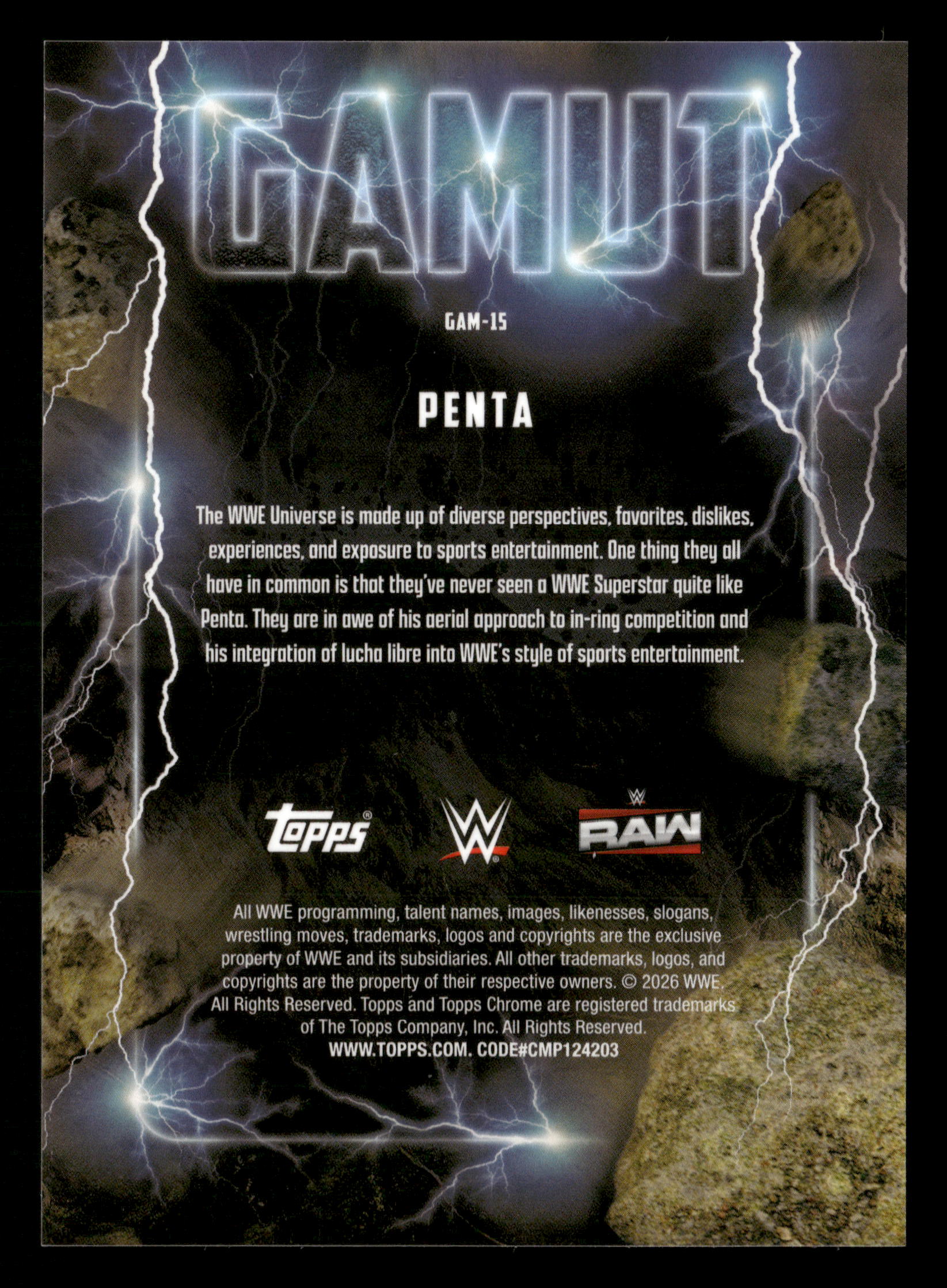 2026 Topps Chrome WWE #GAM-15 Penta Gamut - Image 4