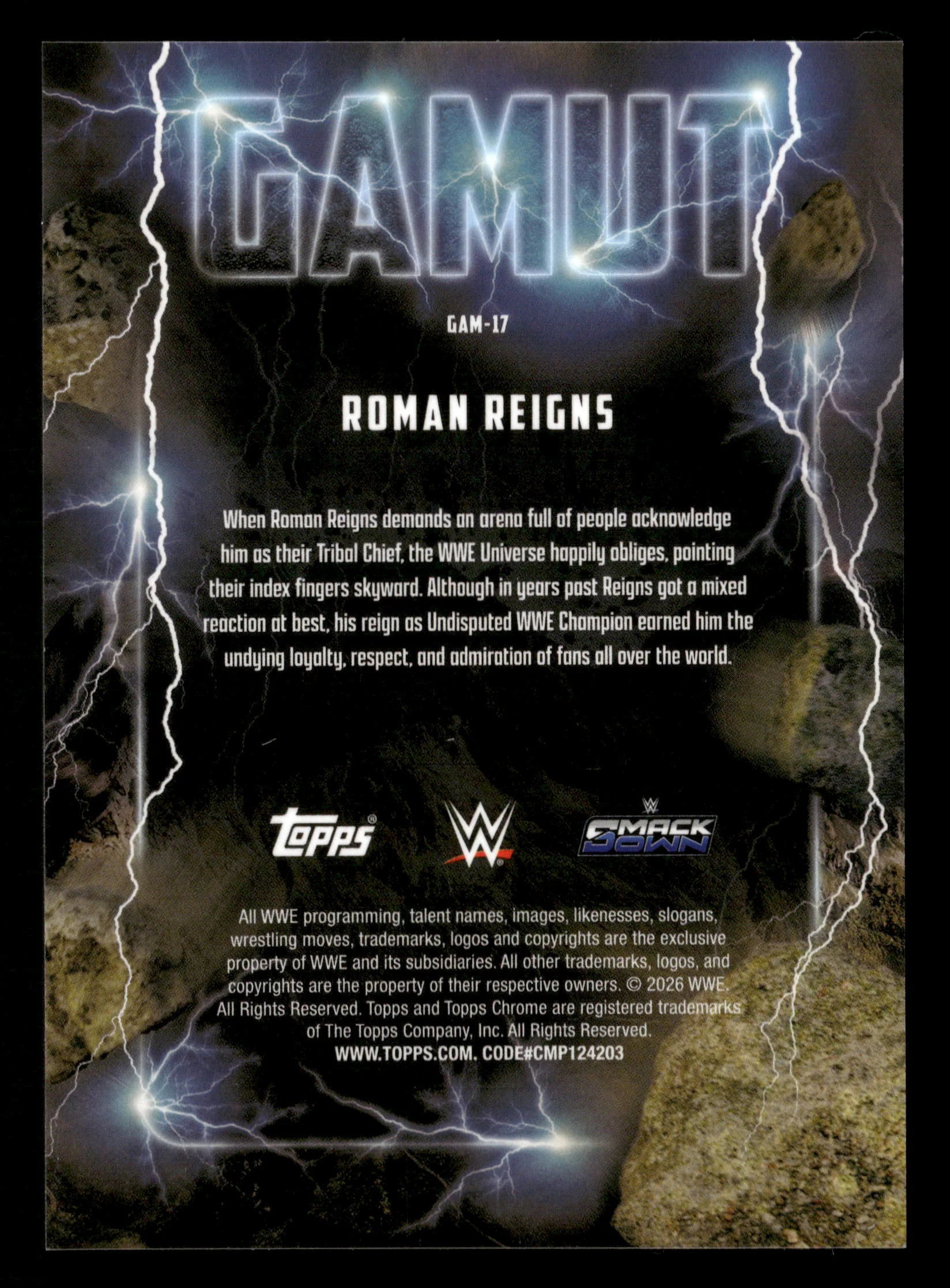 2026 Topps Chrome WWE #GAM-17 Roman Reigns Gamut - Image 2