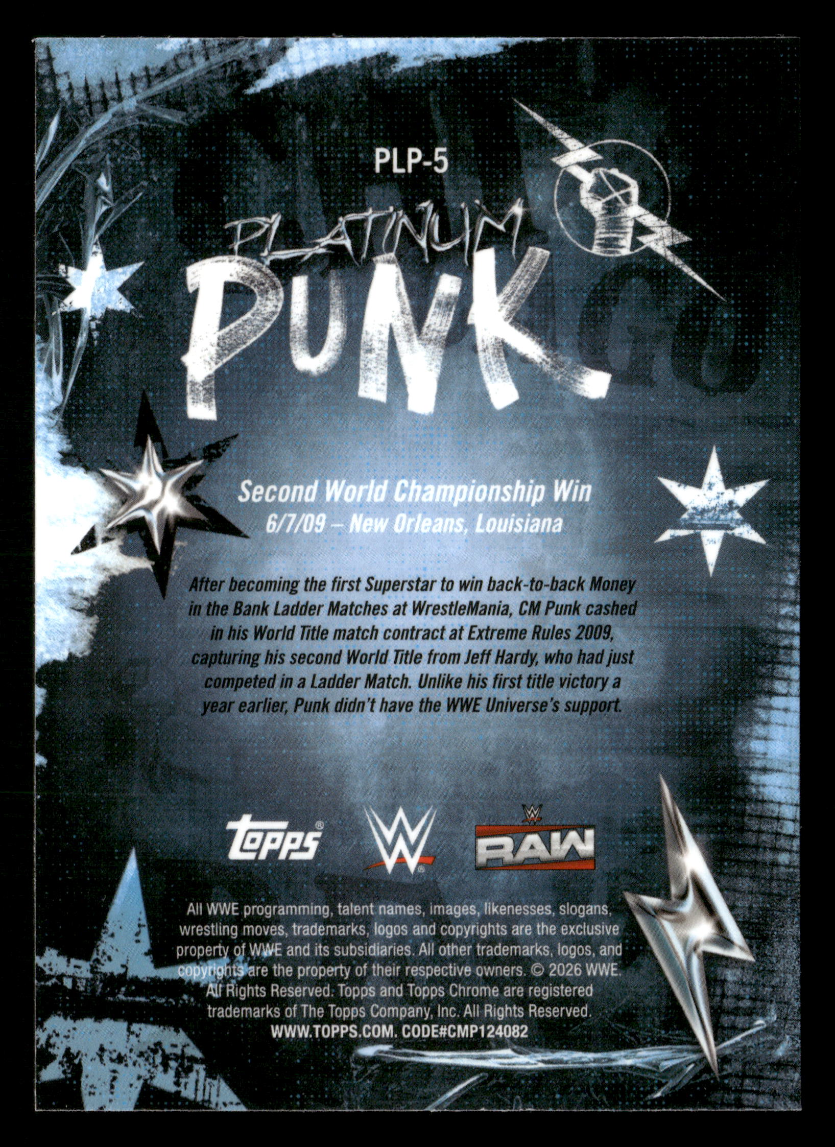 2026 Topps Chrome WWE #PLP-1 CM Punk Platinum Punk - Image 2