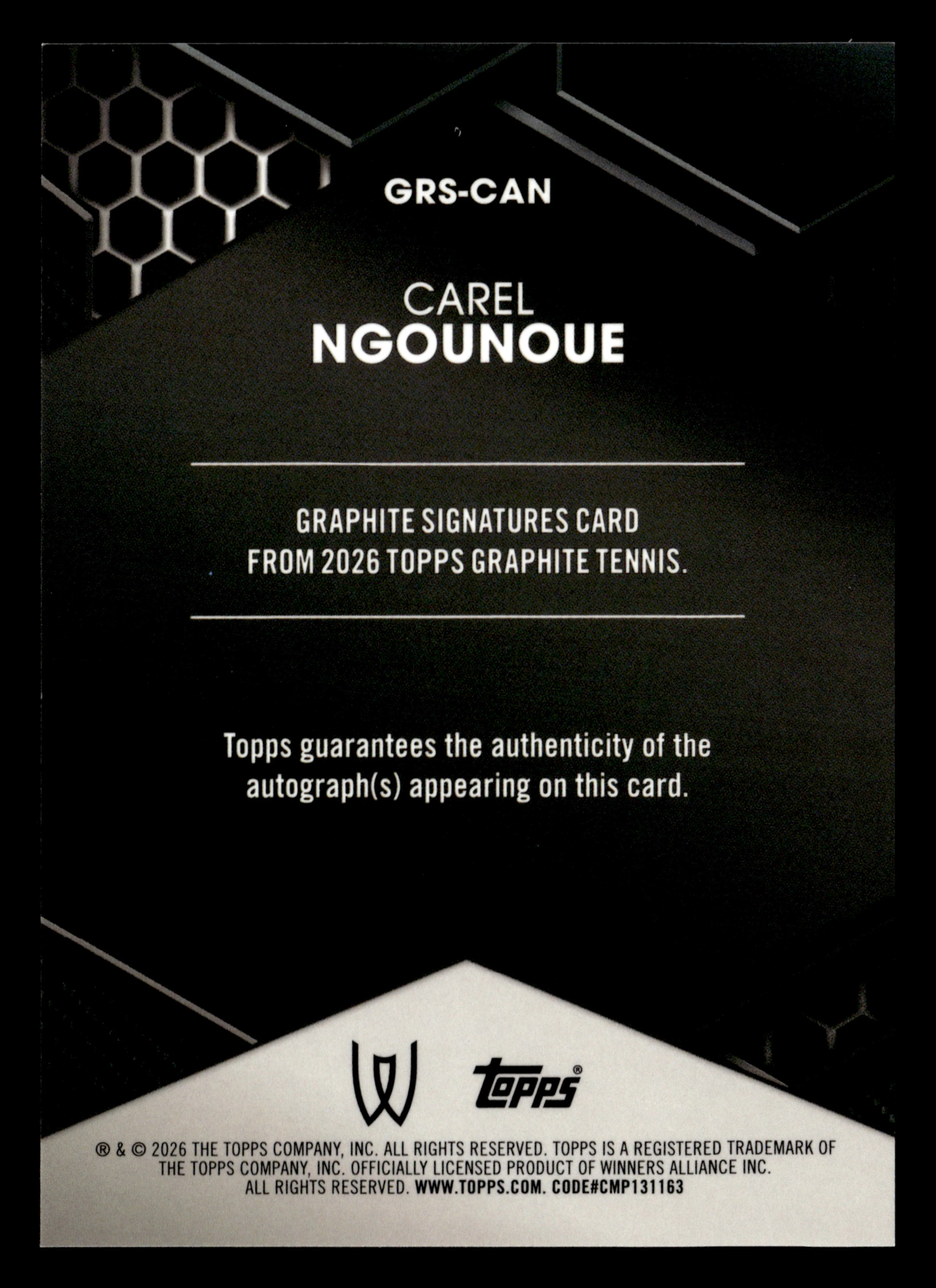 2026 Topps Graphite #GRS-CAN Carel Ngounoue Graphite Signatures - Image 2