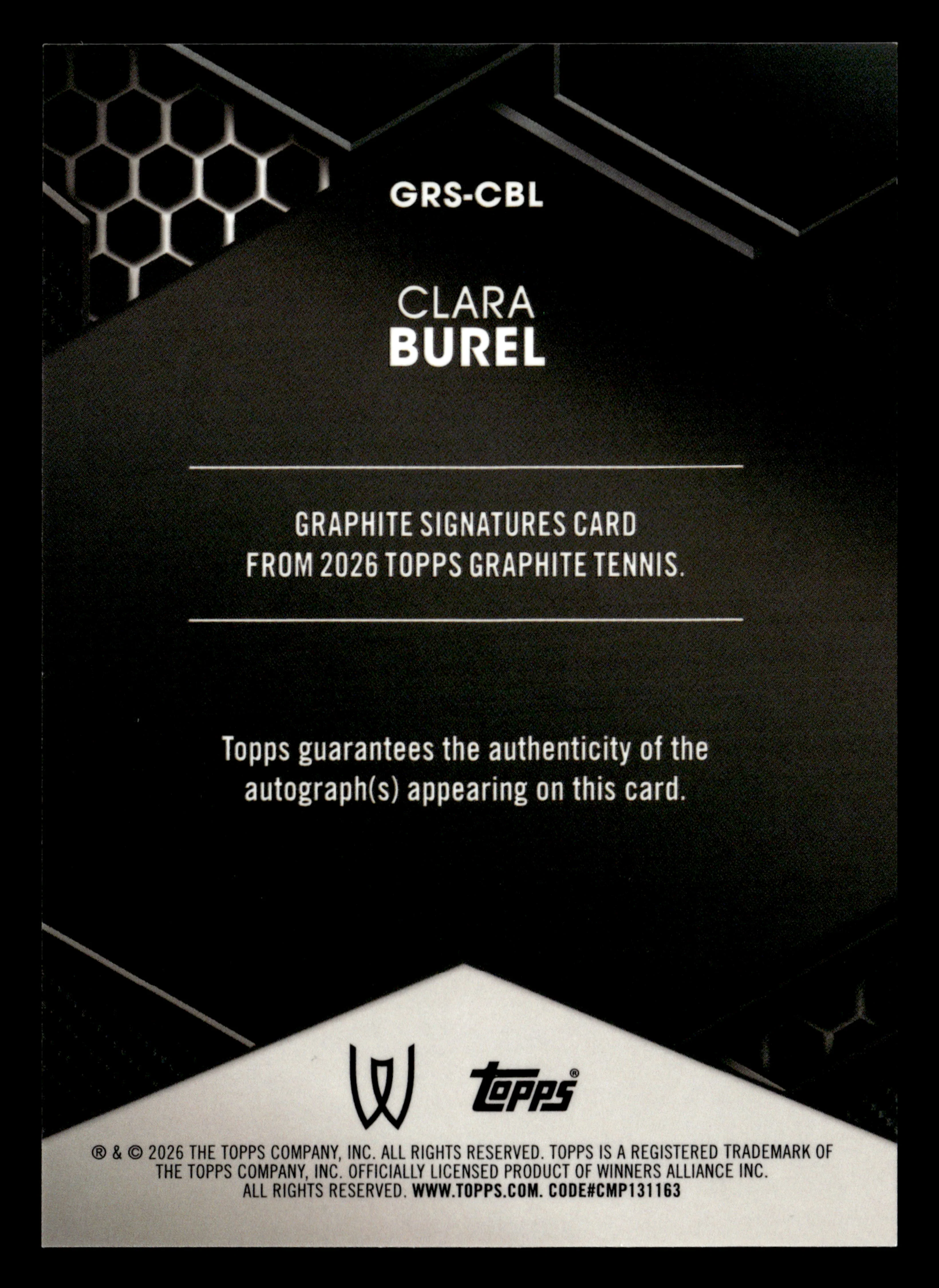 2026 Topps Graphite #GRS-CBL Clara Burel Graphite Signatures - Image 2