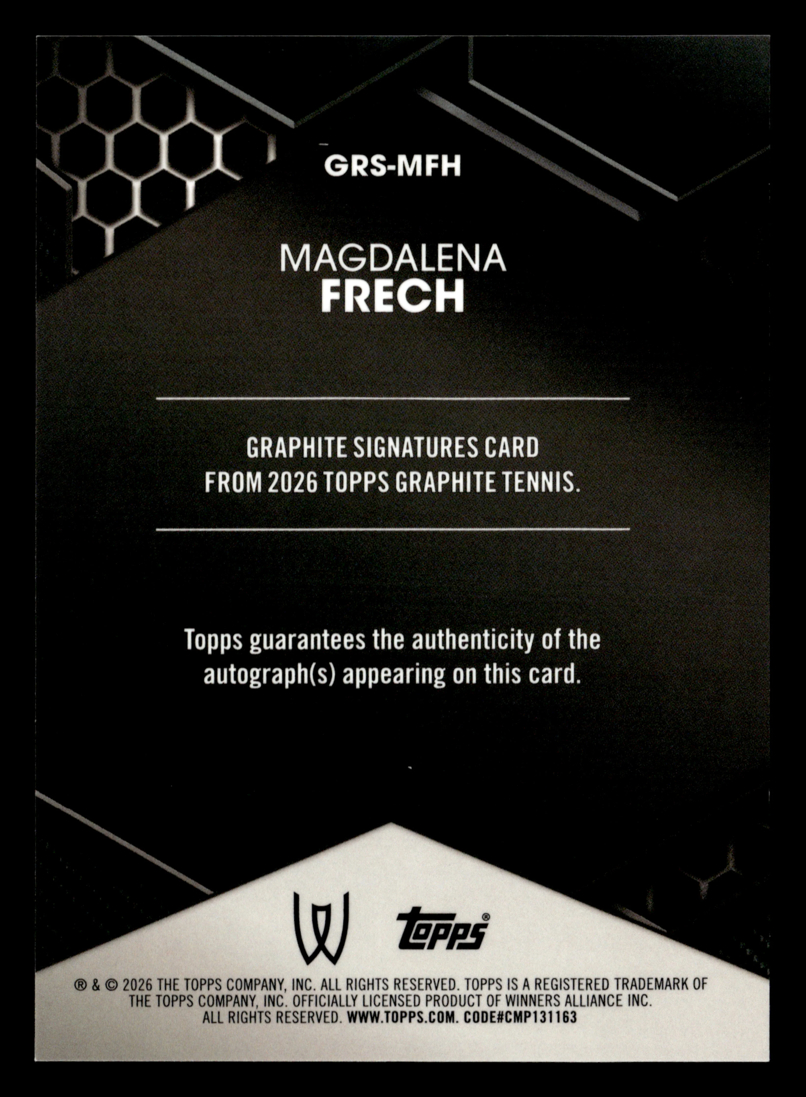 2026 Topps Graphite #GRS-MFH Magdalena Frech Graphite Signatures - Image 2