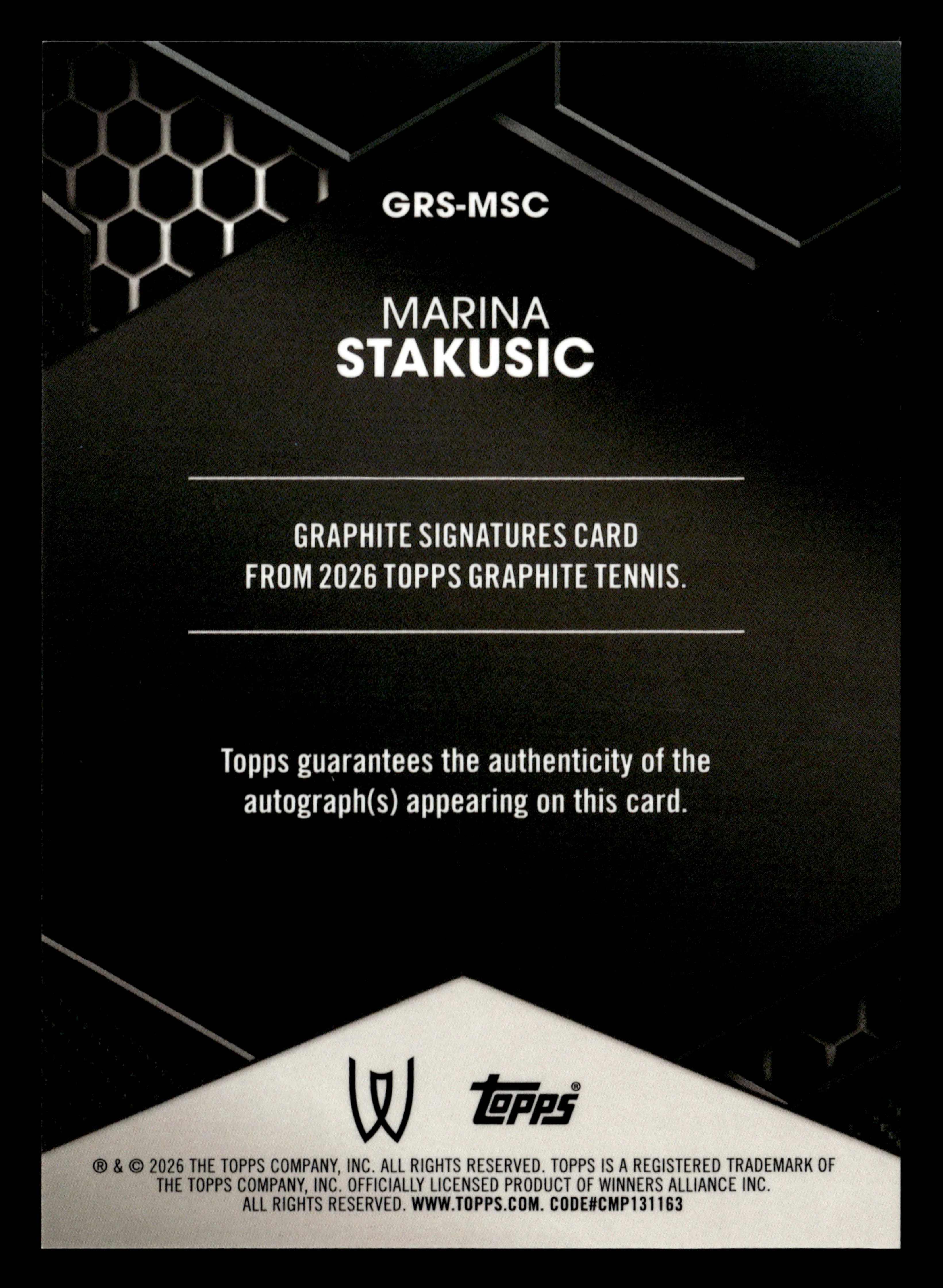 2026 Topps Graphite #GRS-MSC Marina Stakusic Graphite Signatures - Image 2