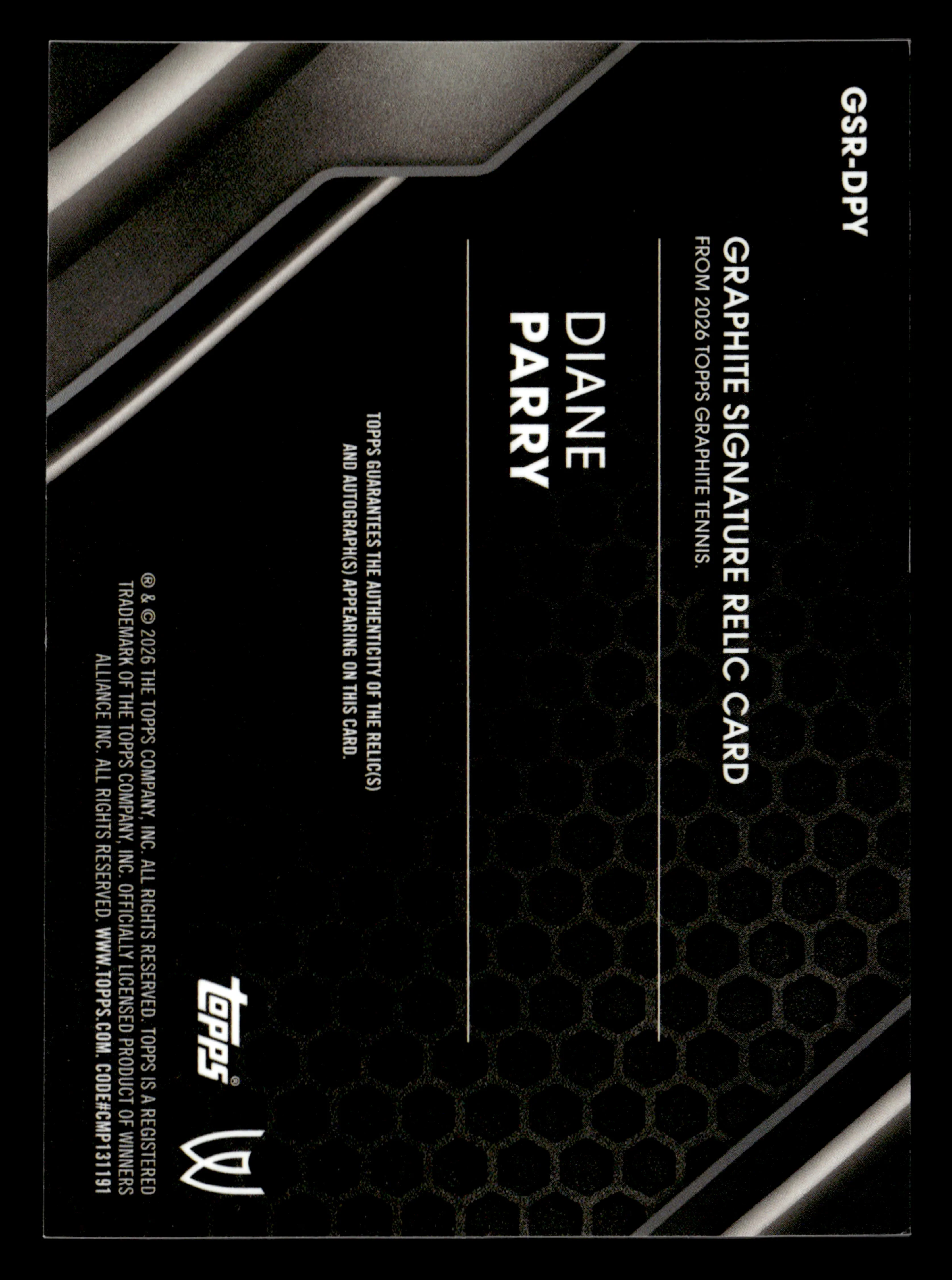 2026 Topps Graphite #GSR-DPY Diane Parry Graphite Signature Relics - Image 2