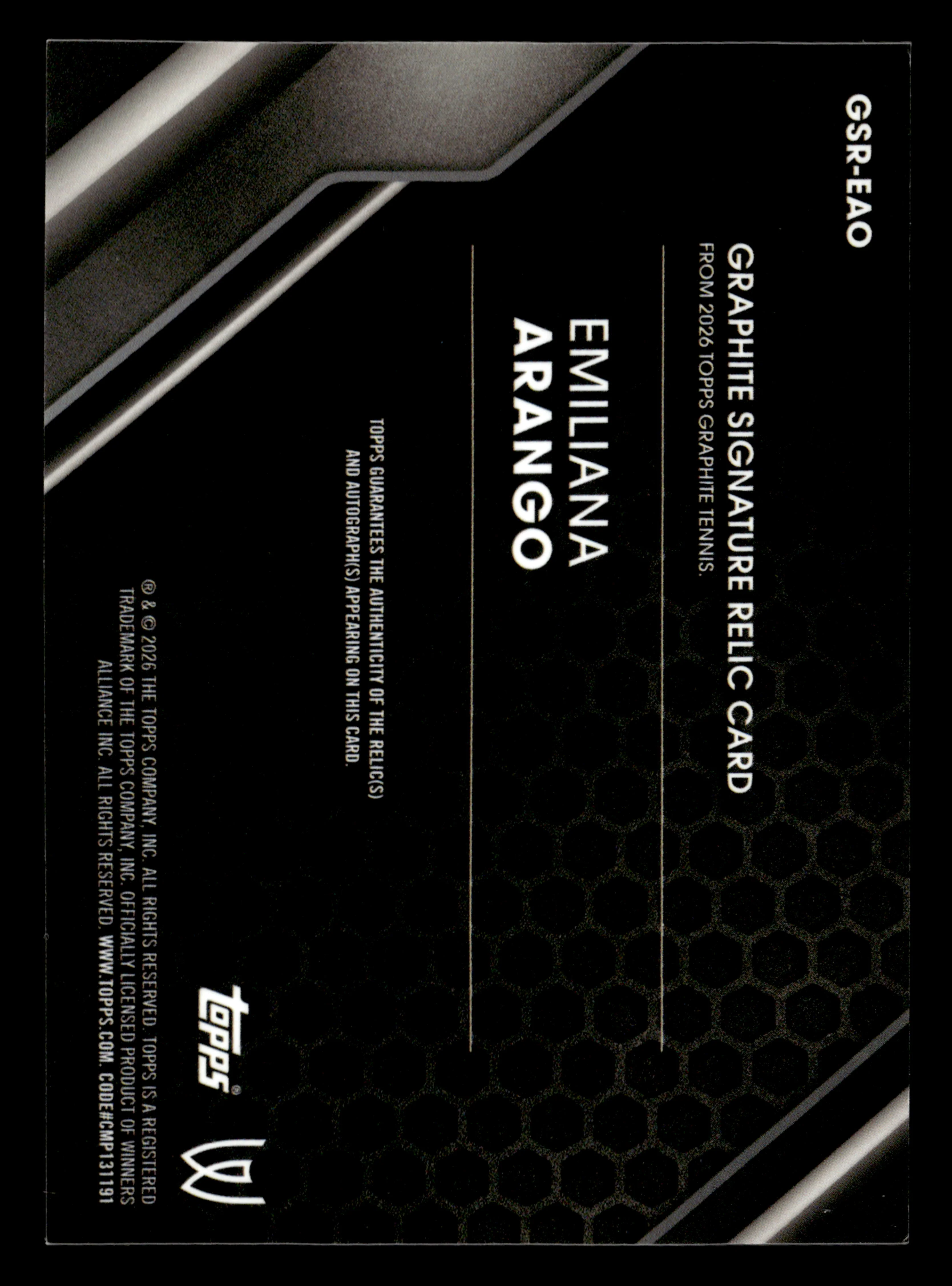 2026 Topps Graphite #GSR-EAO Emiliana Arango Graphite Signature Relics - Image 2