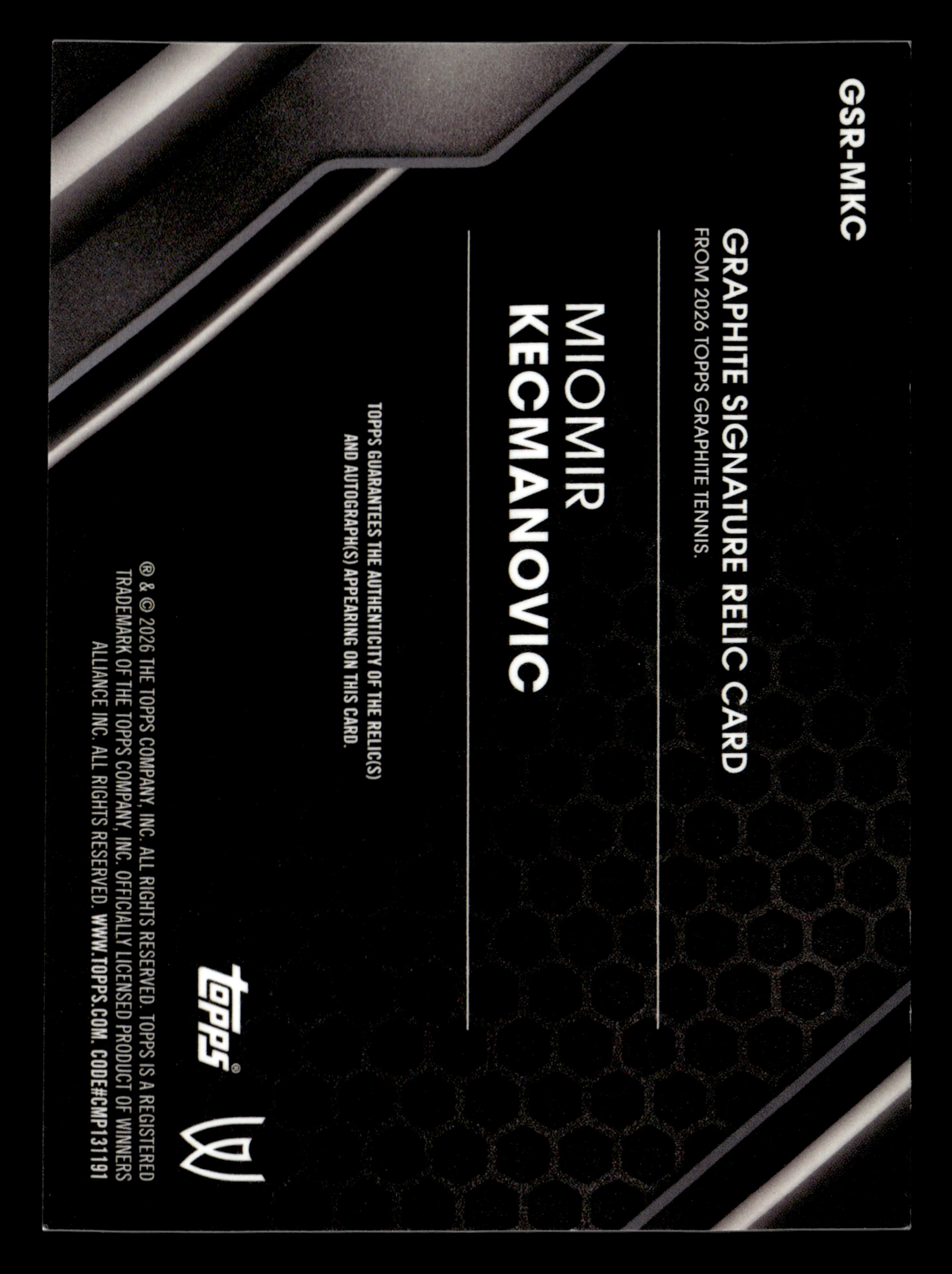 2026 Topps Graphite #GSR-MKC Miomir Kecmanovic Signature Relics Green #/75 - Image 2