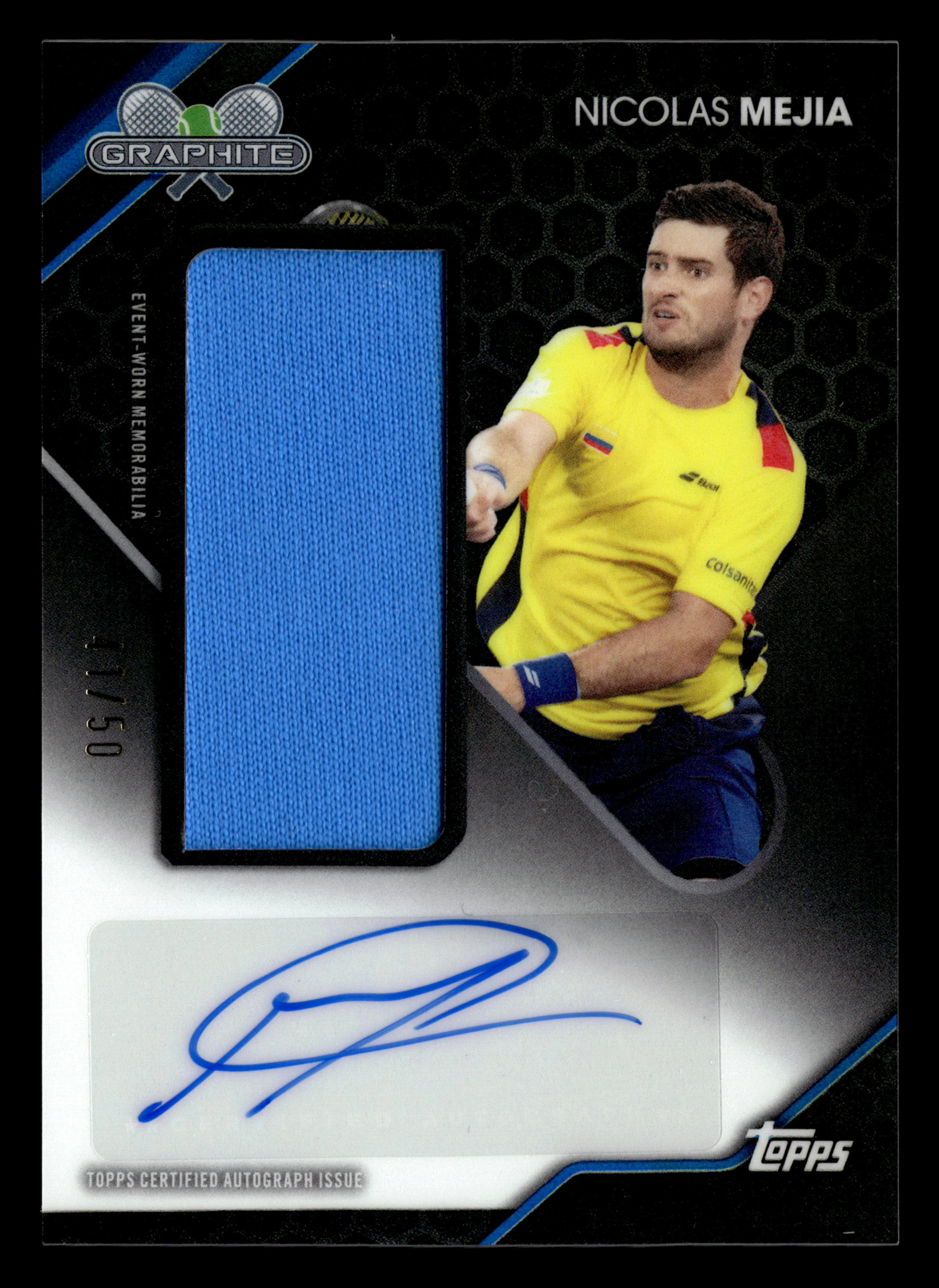 2026 Topps Graphite #GSR-NMA Nicolas Mejia Graphite Signature Relics Blue #/50