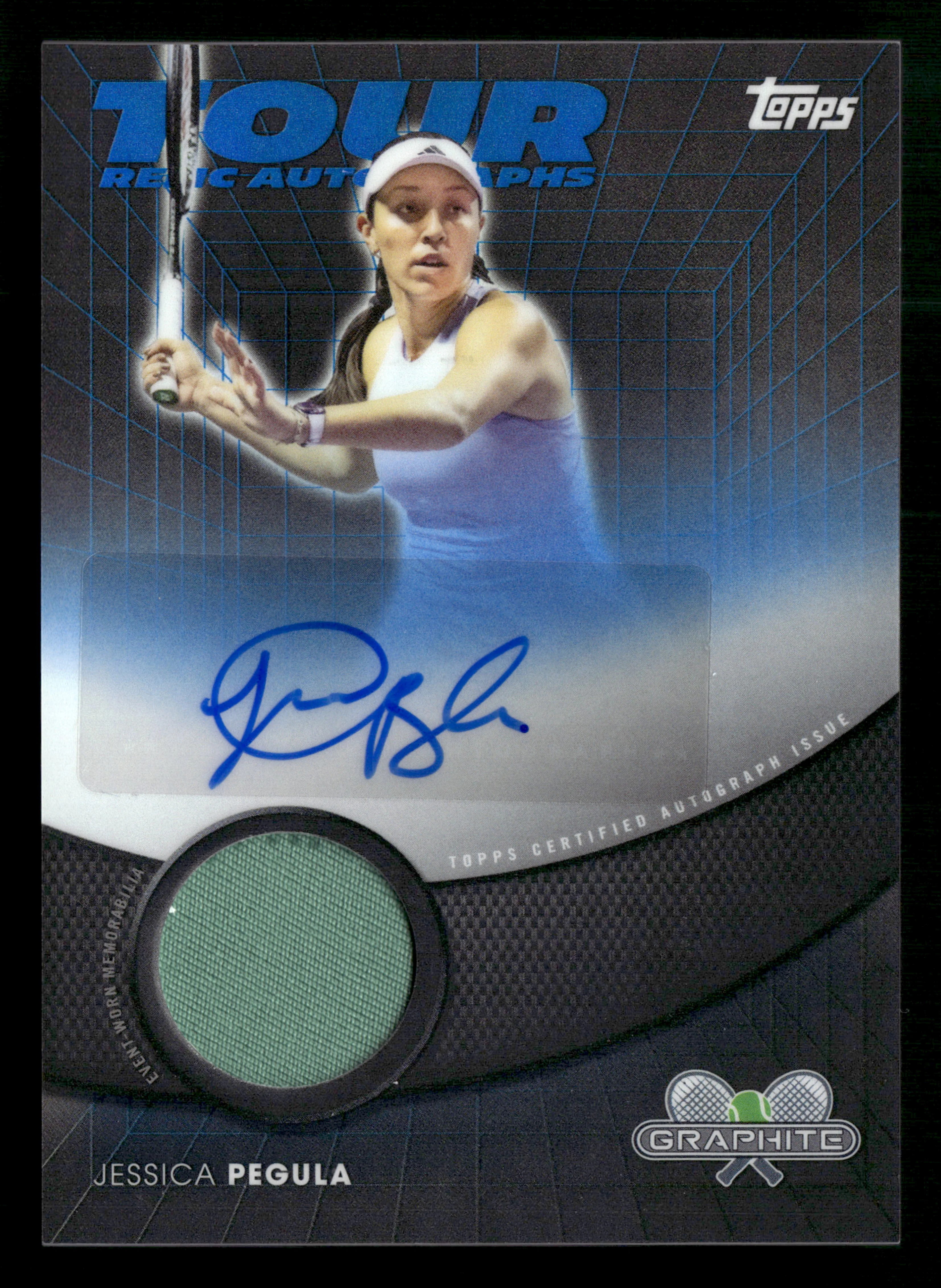 2026 Topps Graphite #TRA-JPA Jessica Pegula Tour Relic Autographs Blue #/50