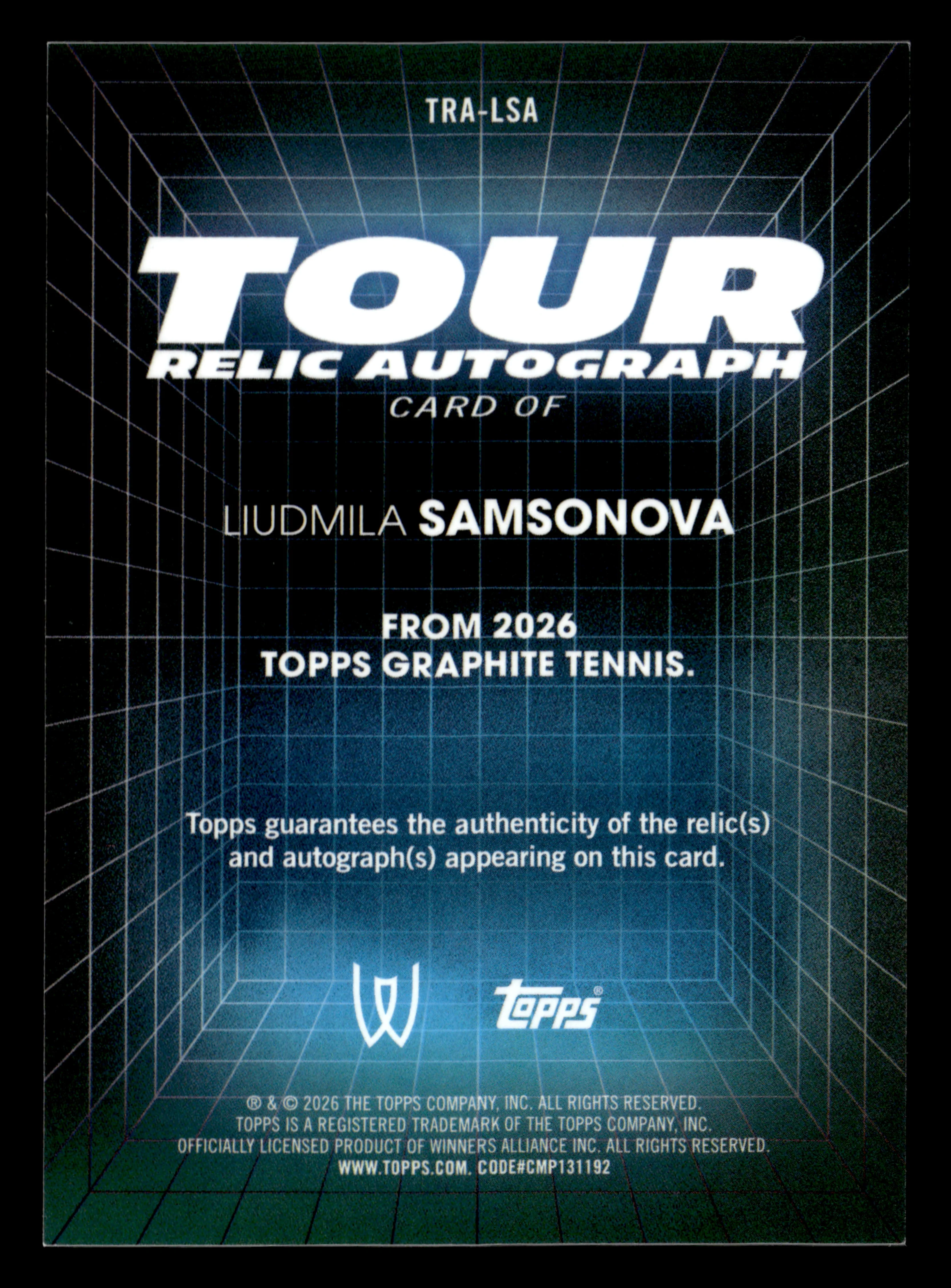 2026 Topps Graphite #TRA-LSA Liudmila Samsonova Tour Relic Autographs - Image 2