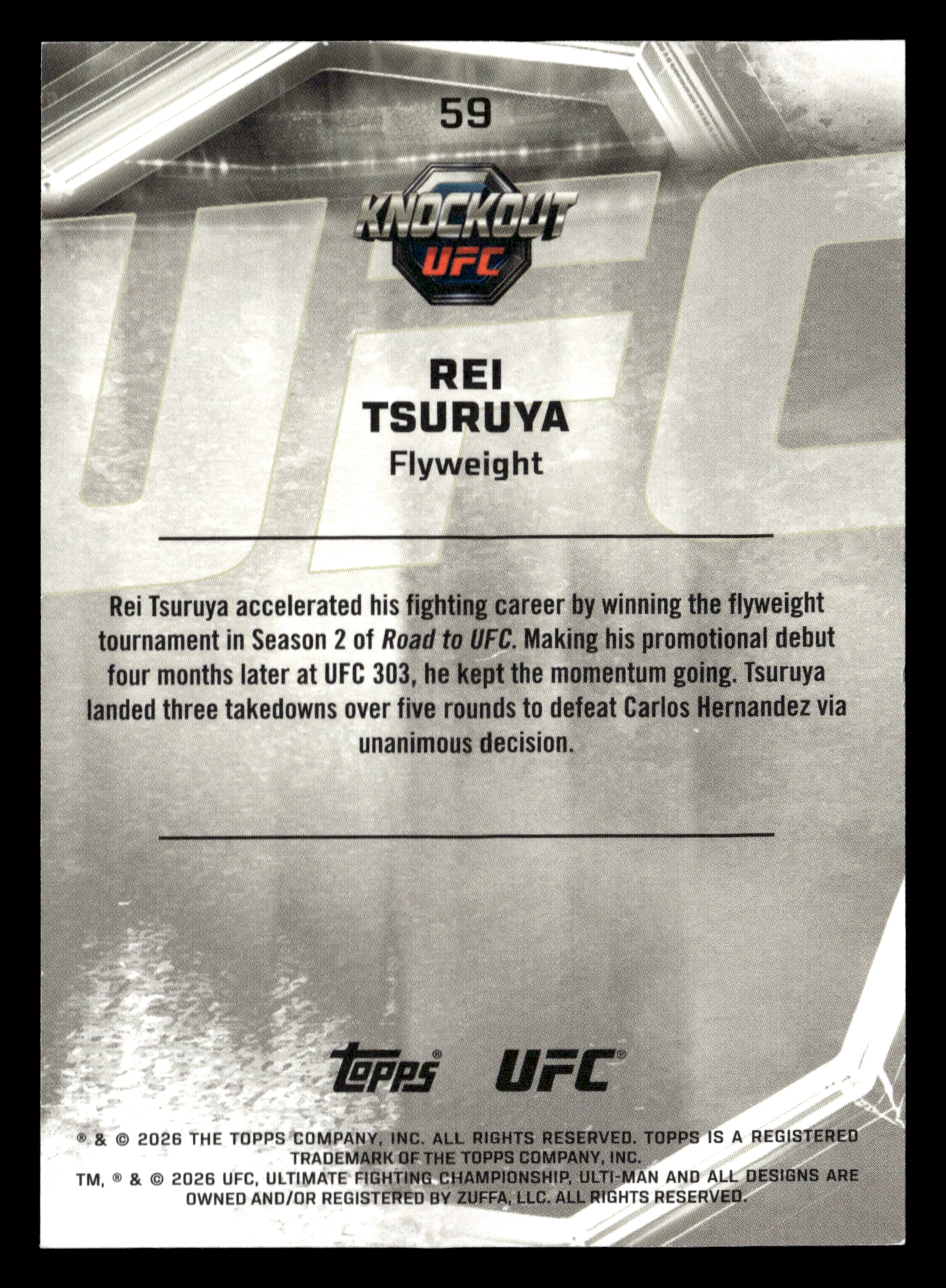 2026 Topps Knockout UFC #59 Rei Tsuruya Gold #/199 - Image 2