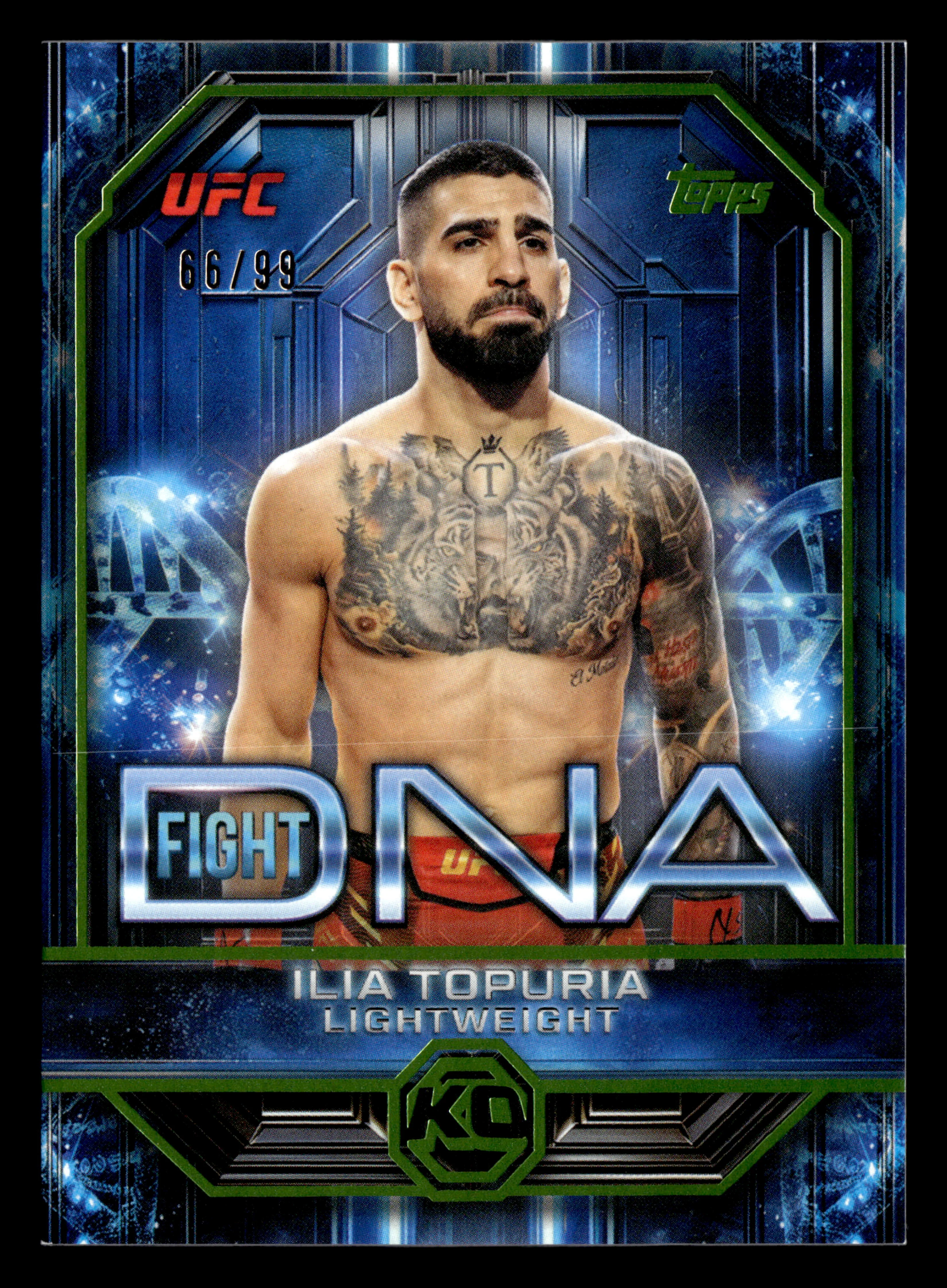 2026 Topps Knockout UFC #DNA-4 Ilia Topuria Fight DNA Lime Green #/99