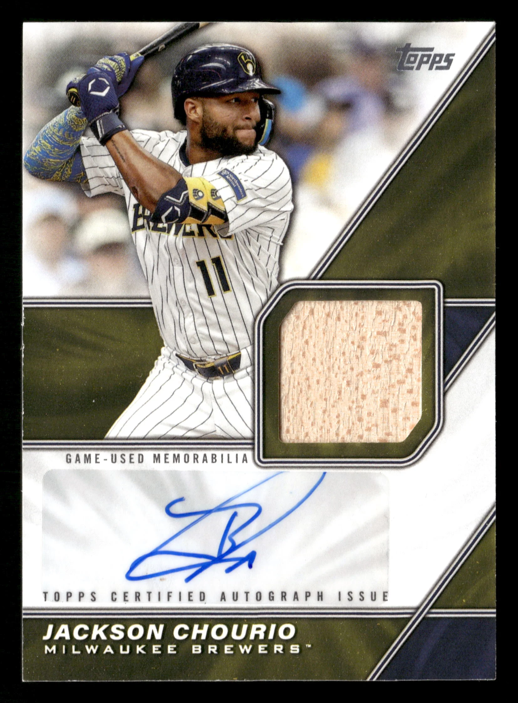 2026 Topps #MLMA-JCH Jackson Chourio Major League Materials Autographs Gold #/50