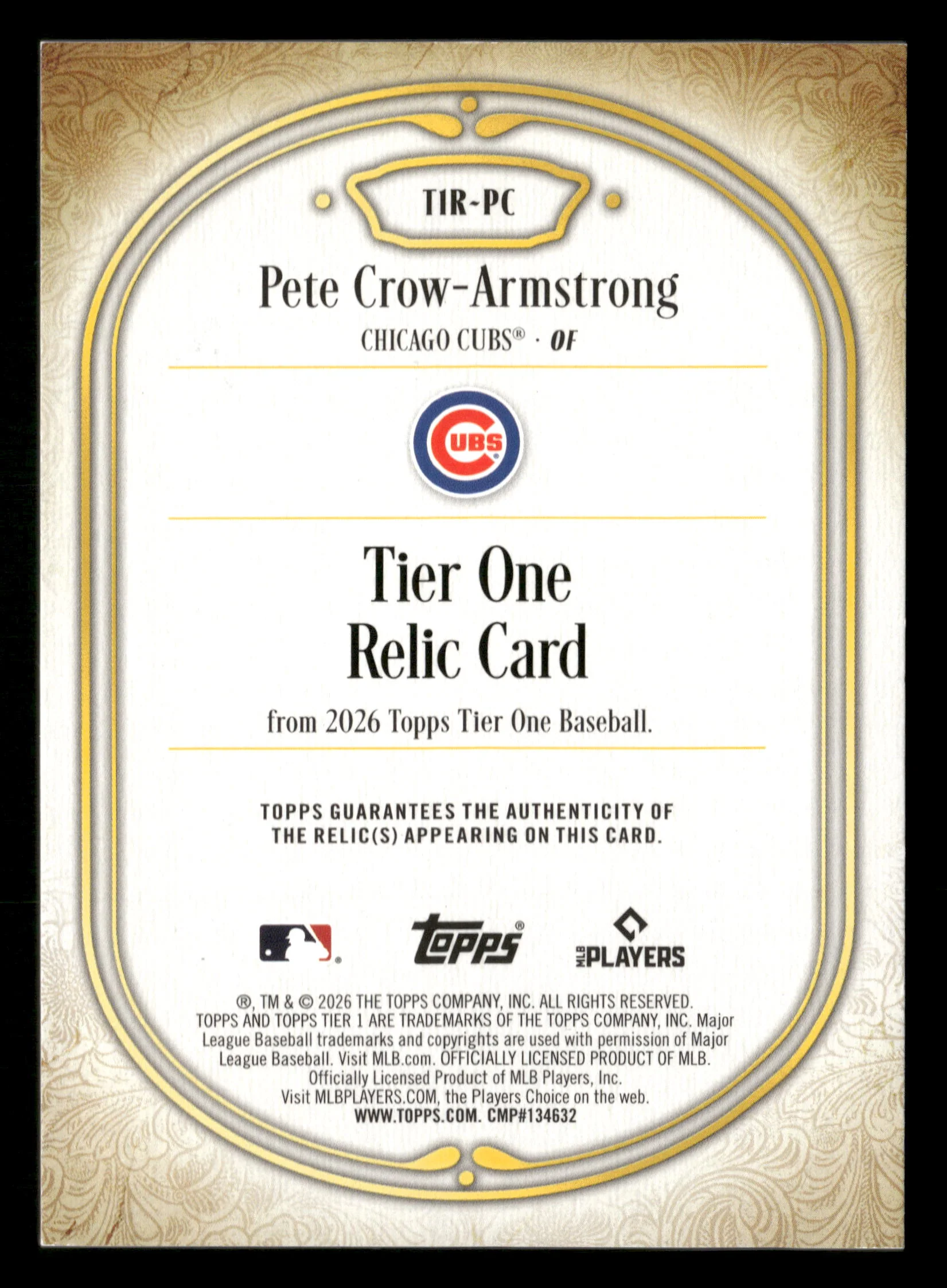2026 Topps Tier One #T1R-PC Pete Crow-Armstrong Relic #/199 - Image 2