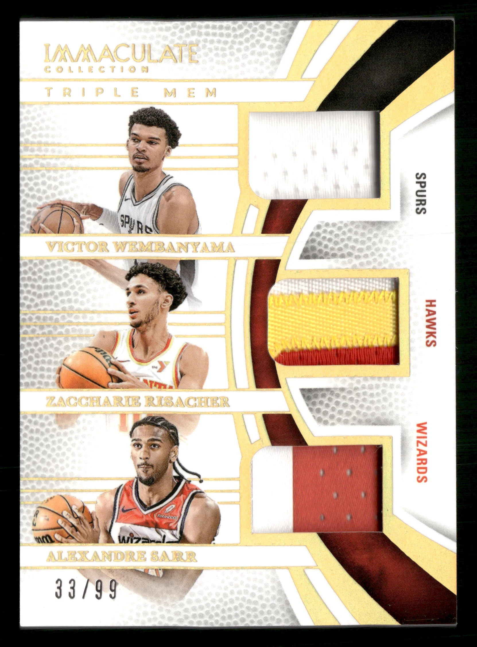 24/25 Panini Immaculate Collection #ITM-VZA Wembanyama/Sarr/Risacher /99