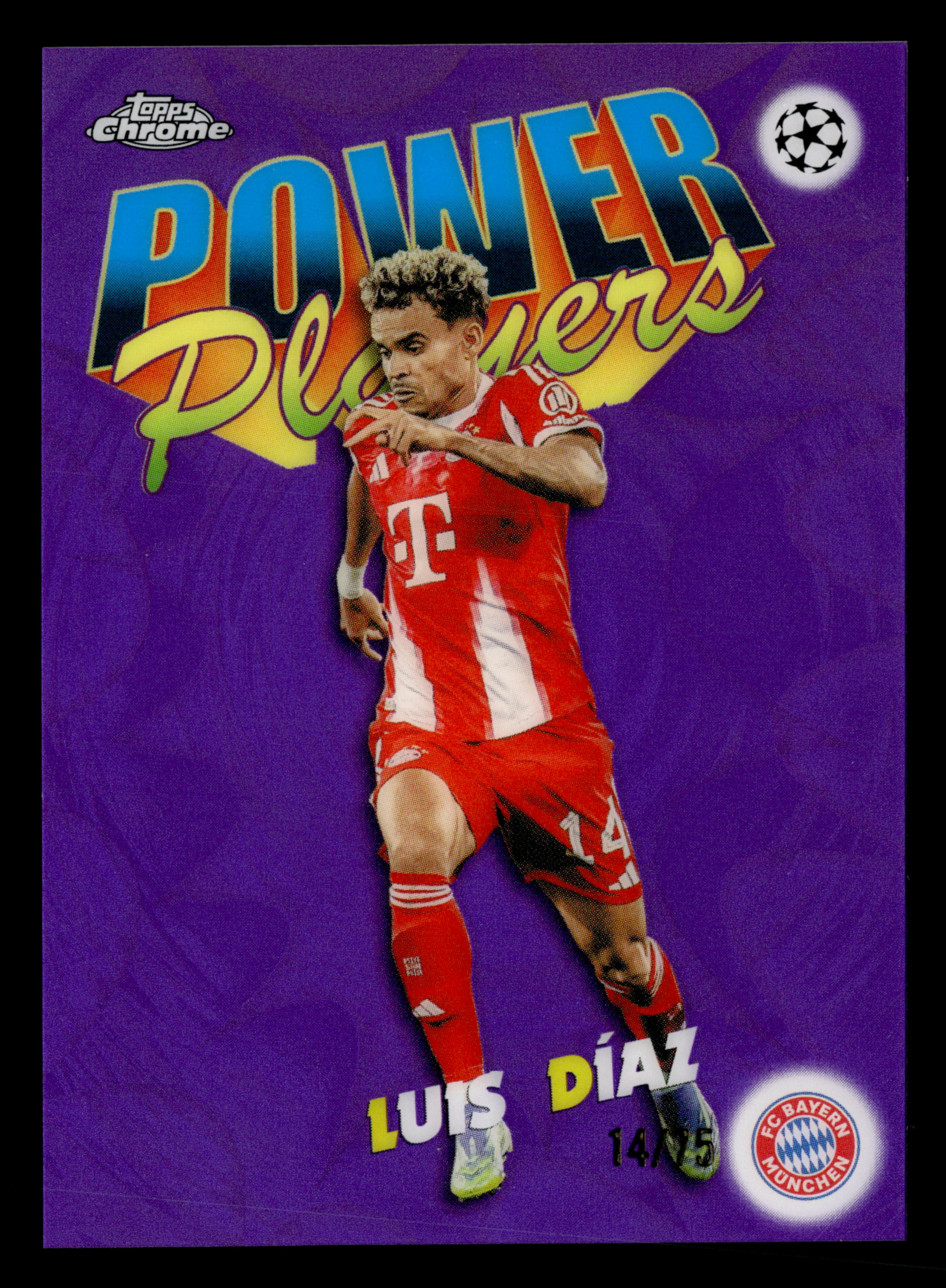 25-26 Topps Chrome UCC #PP-20 Luis Díaz Power Players Purple #/75 (Num Match)