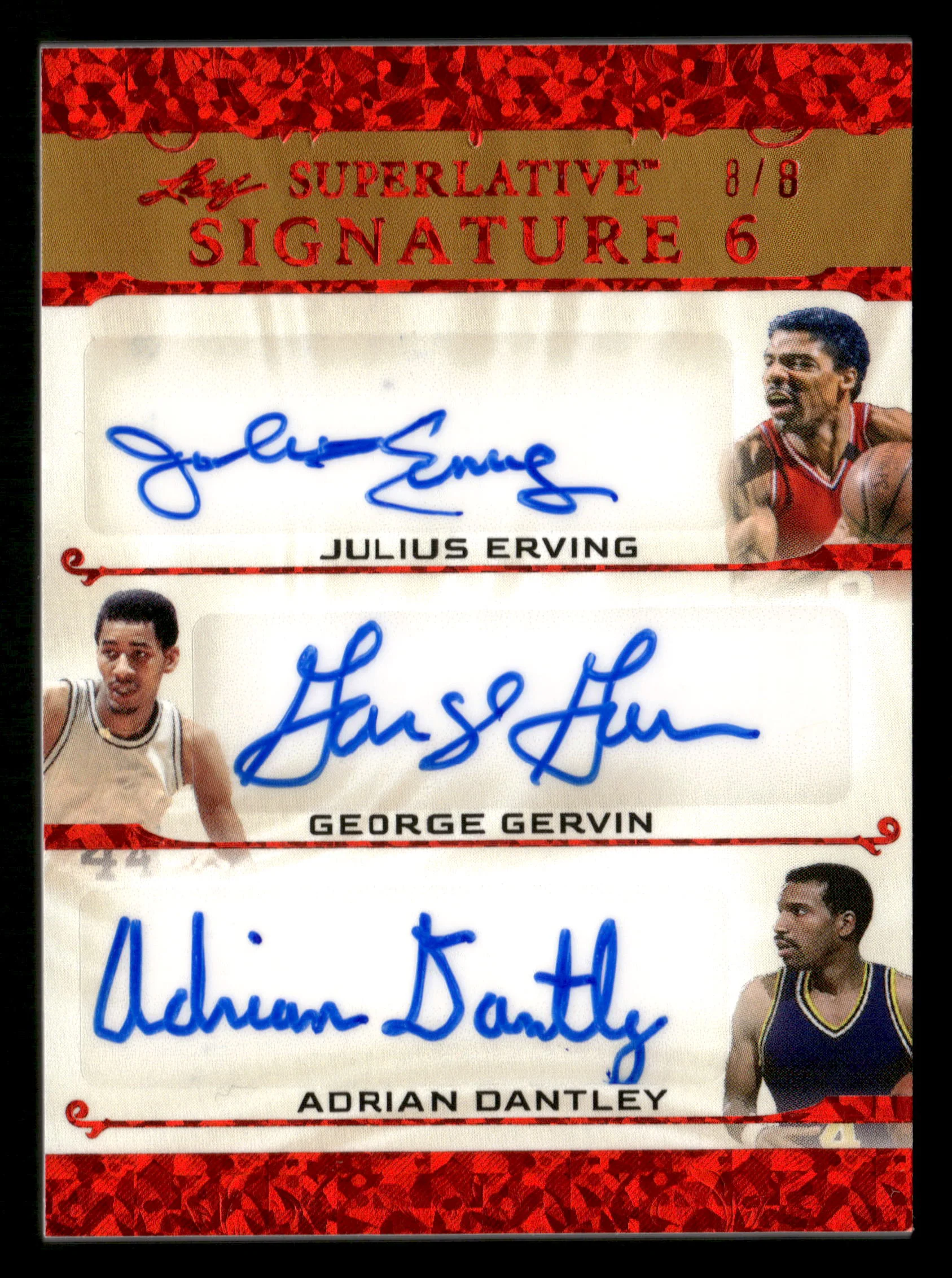 6-3 2023 Leaf Superlative Signature 6 RED /8 Julius Erving Bill Walton