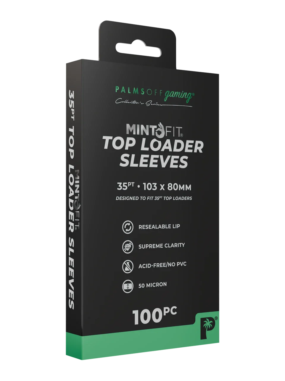 MintFit Top Loader Sleeves - 35pt - 100pc Palms Off Gaming Accesory