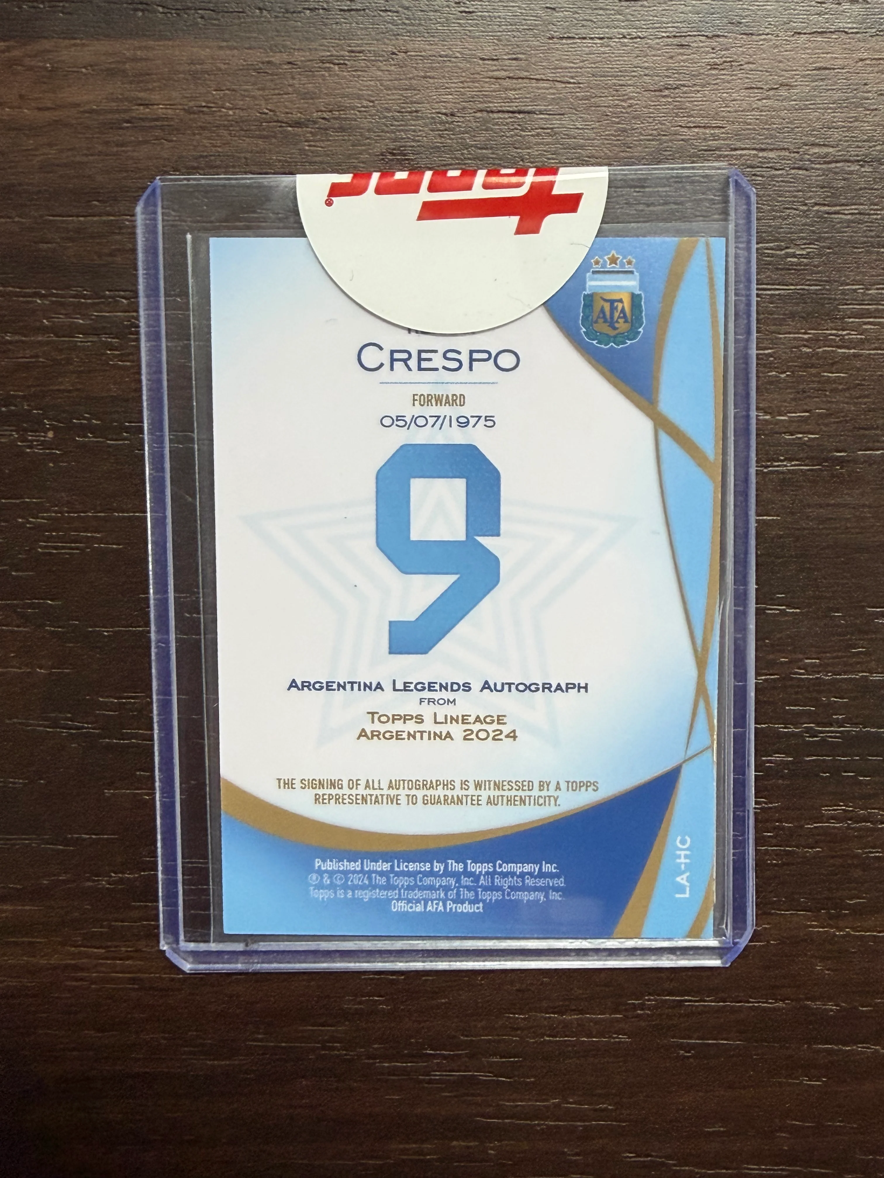 Topps Lineage Argentina Auto Legends #LA-HC 024 Hernan Crespo - Image 2